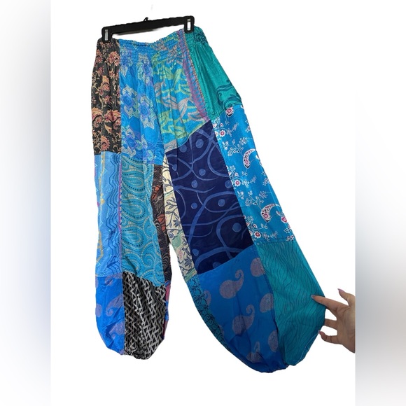 Mexicali Blues Colorful Silk Patchwork Harem Pants Size L/XL - Picture 9 of 12
